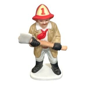 Vintage 1989 Lefton Colonial Village Fireman Figurine Porcelain‎ Hand-Painted